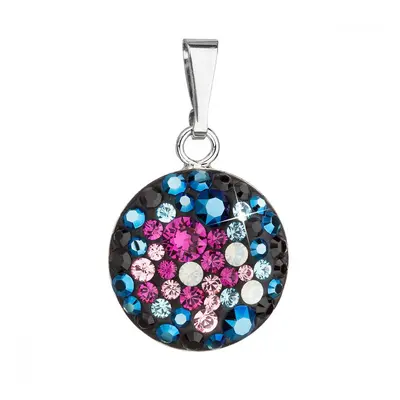 Stříbrný přívěsek s krystaly Swarovski mix barev kulatý 34225.3 Galaxy