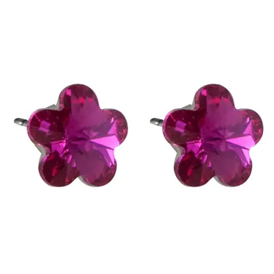 Náušnice se Swarovski Elements tvar květinka 10mm, pecky, tmavě růžová, 713856-fuchsia