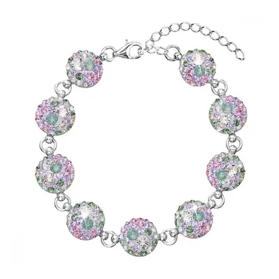 Stříbrný náramek se Swarovski krystaly mix barev 33048.3 Sakura