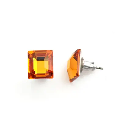 Náušnice se Swarovski Elements čtverec Topaz mm