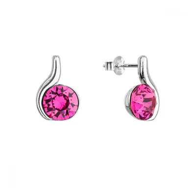 Stříbrné náušnice pecky se Swarovski krystaly růžové 31313.3 Fuchsia