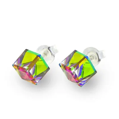 Náušnice se Swarovski Elements Medium Cube Studs K48416VM Vitrail Medium