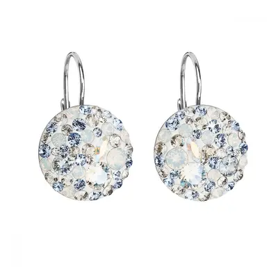 Stříbrné náušnice visací s krystaly Swarovski modré kulaté 31176.3 Light Sapphire