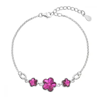 Stříbrný náramek se Swarovski krystaly růžová kytička 33112.3 Fuchsia