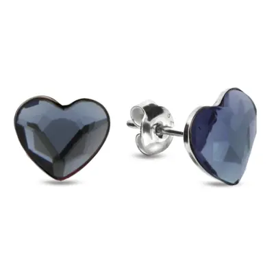 Náušnice modré se Swarovski Elements Heart K2808DB Denim Blue