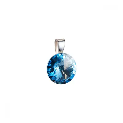 Stříbrný přívěsek s krystaly Swarovski modrý kulatý-rivoli 34112.3 Aquamarine