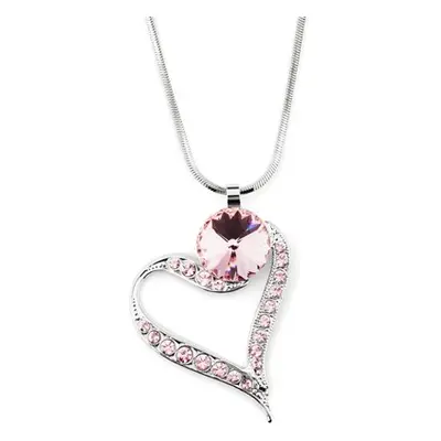 Náhrdelník se Swarovski Elements růžové srdce Light Rose