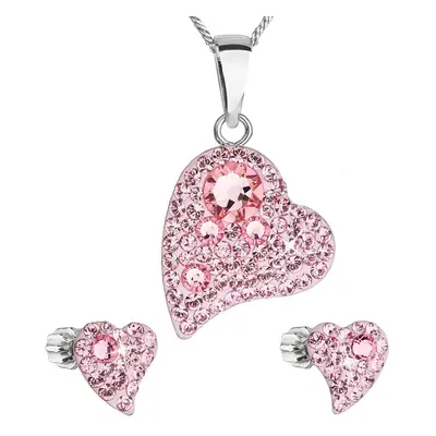 Sada šperků s krystaly Swarovski náušnice a přívěsek růžová srdce 39170.3 Light Rose