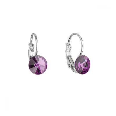 Náušnice bižuterie s křišťály Preciosa fialové kulaté 51031.3 Amethyst