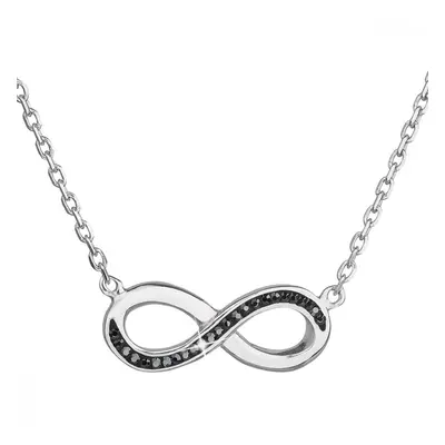 Stříbrný náhrdelník s krystaly Swarovski černé infinity, nekonečno 32023.5 Hematite