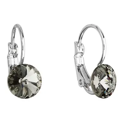 Náušnice šedé Rivoli se Swarovski Elements Black Diamond mm