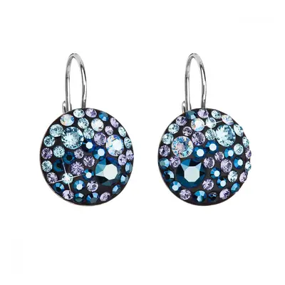 Stříbrné náušnice visací s krystaly Swarovski modré kulaté 31176.3 Blue Style