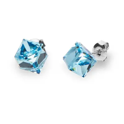 Náušnice se Swarovski Elements Medium Cube Studs K48416AQ Aqua mm