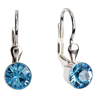 Stříbrné visací náušnice s krystaly Swarovski modré kulaté 31112.3 Aqua