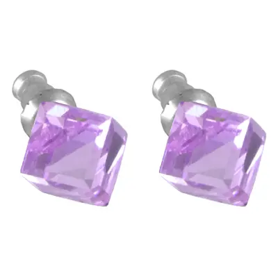 Náušnice Swarovski Elements kostka 713887, 8mm, violet - fialová