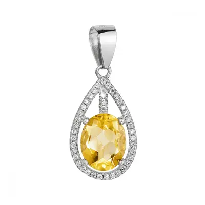 Stříbrný přívěsek slza žlutý zirkon 14034.3 citrine