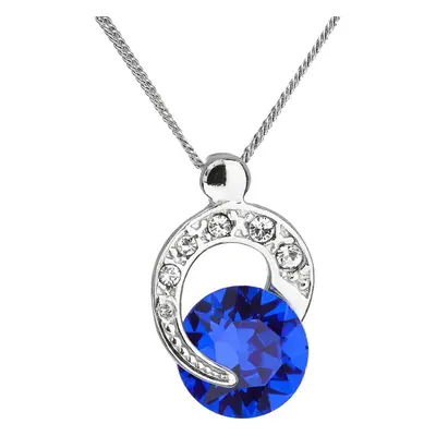 Stříbrný náhrdelník s krystaly Swarovski modrý kulatý 32048.3 Majestic Blue