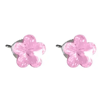 Náušnice se Swarovski Elements tvar květinka 10mm, pecky, světle růžové, 713856lt.rose