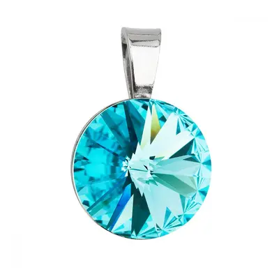 Stříbrný přívěsek s krystaly Swarovski modrý kulatý-rivoli 34112.3 Light Turquoise