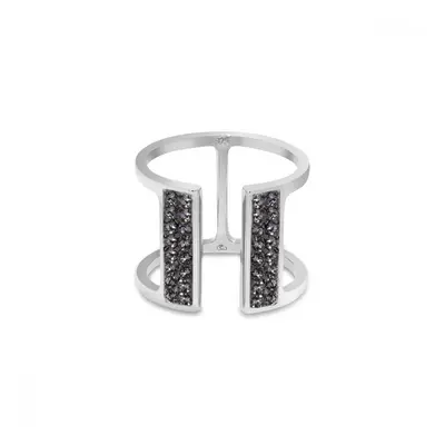 Prsten šedý se Swarovski Elements Radiance PFMP2SN Silver Night - (M/L)