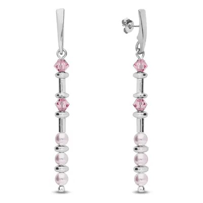 Stříbrné náušnice růžové se Swarovski Elements Clematis K58105328RLR Light Rose