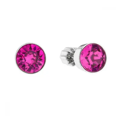 Stříbrné náušnice Swarovski pecka s krystaly růžové kulaté 31113.3 Fuchsia