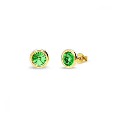 Náušnice zelené stříbrné pozlacené se Swarovski Elements Tiny Bonbon Studs KRG1122SS29PE Peridot