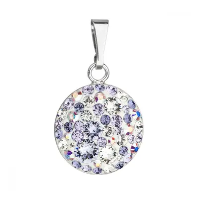 Stříbrný přívěsek s krystaly Swarovski fialový kulatý 34225.3 Violet