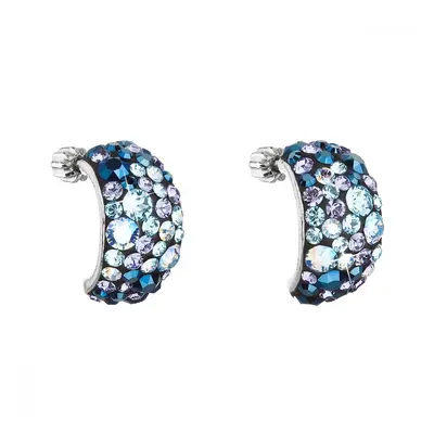 Stříbrné náušnice visací s krystaly Swarovski modré půlkruh 31164.3 Blue Style