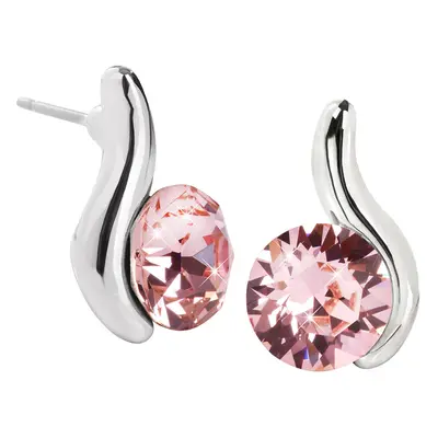 Náušnice se Swarovski Elements růžová vlnka Light Rose