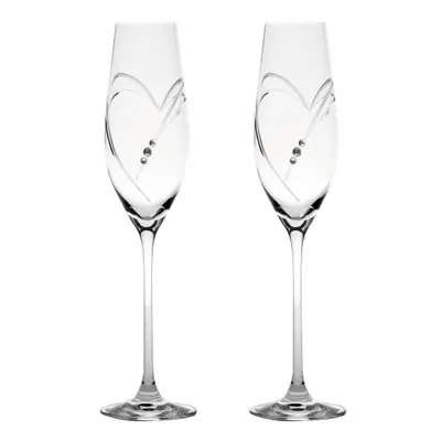 Sklenice flétny na sekt se Swarovski Elements Hearts ml