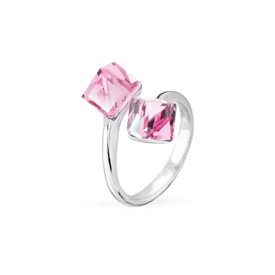 Prsten růžová kostka se Swarovski Elements Cube P48416PLR Light Rose mm