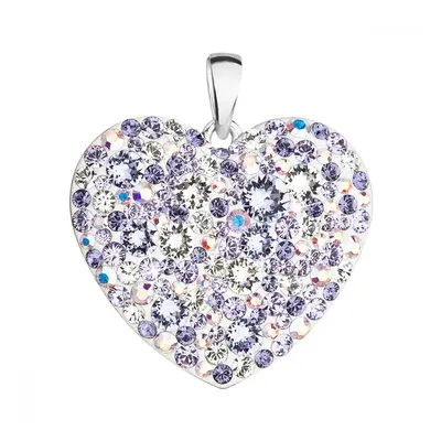 Stříbrný přívěsek s krystaly Swarovski mix barev srdce 34243.3 Violet