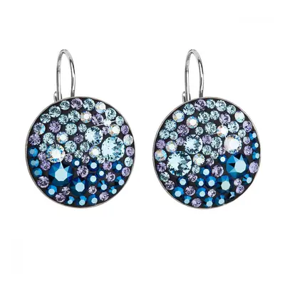 Stříbrné náušnice visací s krystaly Swarovski modré kulaté 31161.3 Blue Style