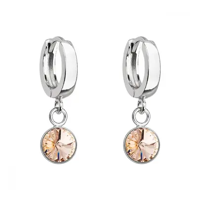 Stříbrné visací náušnice kroužky se Swarovski krystalem 31300.3 Light Peach