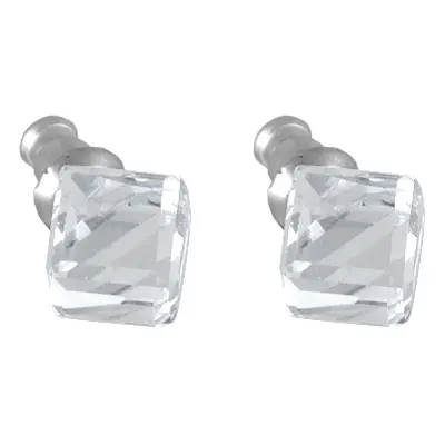 Náušnice Swarovski Elements kostka 713887, 8mm, krystal - bílá