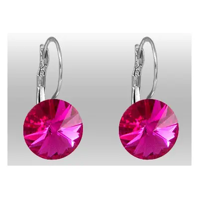 Náušnice růžové Rivoli se Swarovski Elements Fuchsia mm