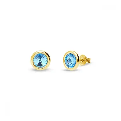 Náušnice modré stříbrné pozlacené se Swarovski Elements Tiny Bonbon Studs KRG1122SS29AQ Aqua mm