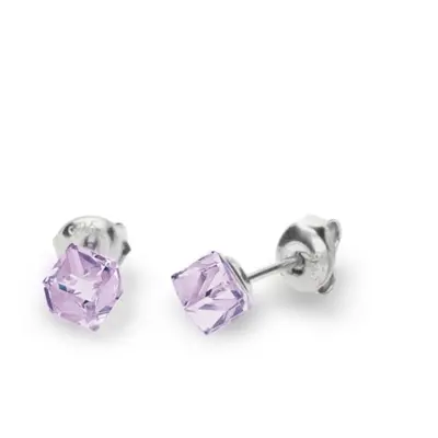 Náušnice fialové se Swarovski Elements Small Cube Studs K48414V Violet