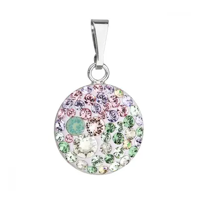 Stříbrný přívěsek s krystaly Swarovski mix barev kulatý 34225.3 Sakura