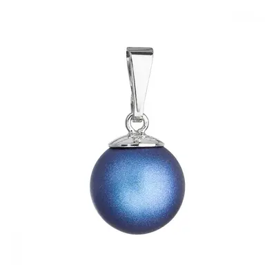 Stříbrný přívěšek s kulatou tmavě modrou matnou Swarovski perlou 34150.3 Dark Blue