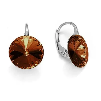 Náušnice hnědé Rivoli se Swarovski Elements Sweet Candy K112212ST Smoked Topaz mm