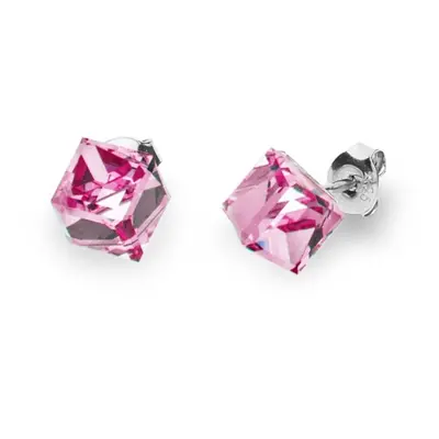 Náušnice se Swarovski Elements Medium Cube Studs K48416LR Light Rose