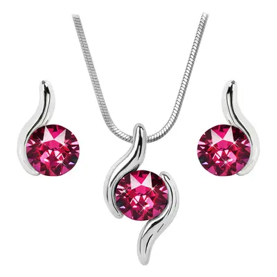 Souprava se Swarovski Elements vlnka růžová Fuchsia