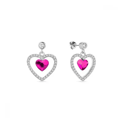 Náušnice růžové se Swarovski Elements Amour KCC28086F Fuchsia