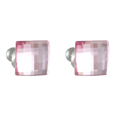 Náušnice růžové se Swarovski Elements diskočtverec Light Rose mm