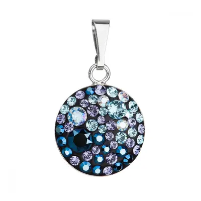 Stříbrný přívěsek s krystaly Swarovski modrý kulatý 34225.3 Blue Style