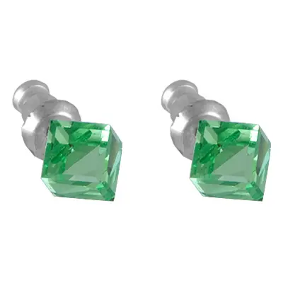 Náušnice se Swarovski Elements zelená kostka Peridot mm