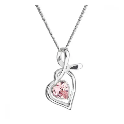 Stříbrný náhrdelník se Swarovski krystaly srdce růžové 32071.3 Light Rose