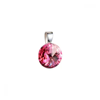 Stříbrný přívěsek s krystaly Swarovski růžový kulatý rivoli 34112.3 Rose